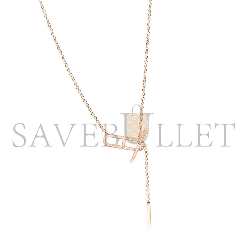 HERMÈS 18K ROSE GOLD DIAMOND PM EVER CHAINE D'ANCRE NECKLACE 